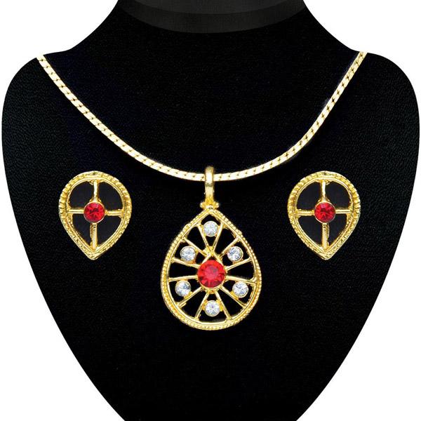 Soha Fashion Red Austrian Stone Pendant Set - 2200709