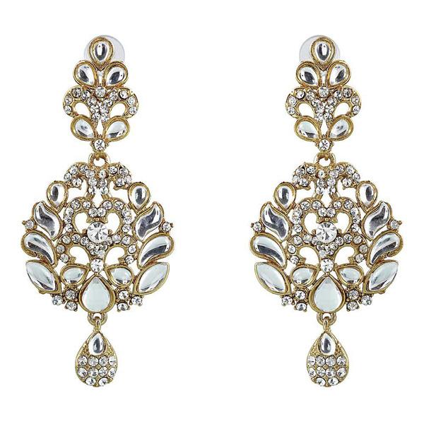 Tip Top Fashions Gold Plated Kundan Austrian Stone Dangler Earrings - 1300918