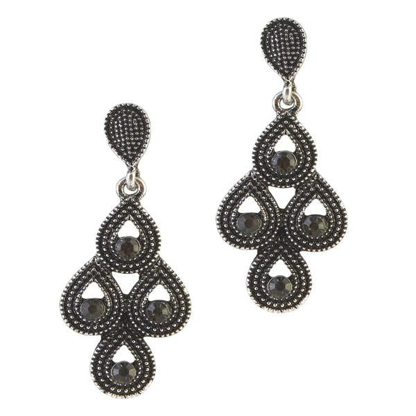 The99Jewel Stone Black Oxidised Dangler Earring - 1306520