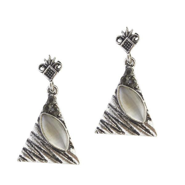 The99Jewel Stone Black Oxidised Dangler Earring - 1306527
