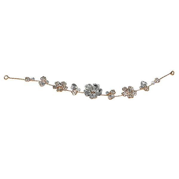 Apurva Pearls Gold Plated Stone Floral Design Hair Brooch - 1502201A