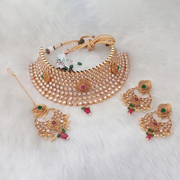 Nikita Arts AD Stone Copper Necklace Set With Maang Tikka - FBJ0006D