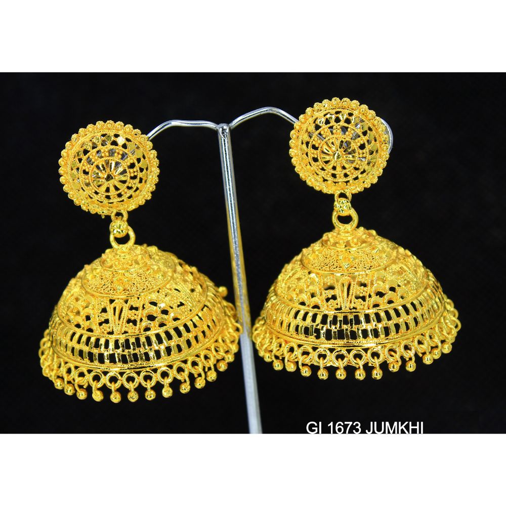 Mahavir Gold Plated Jhumki Earrings - GI Jumkhi 1673