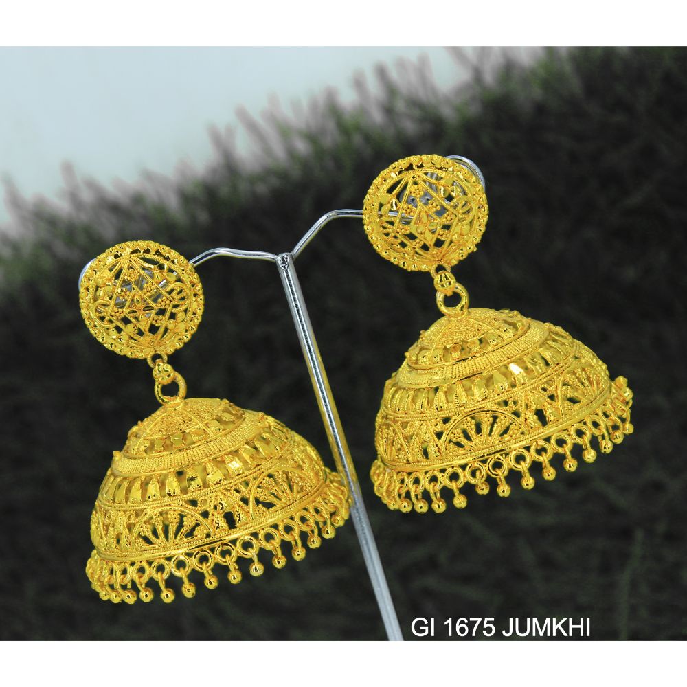 Mahavir Gold Plated Jhumki Earrings - GI Jumkhi 1675