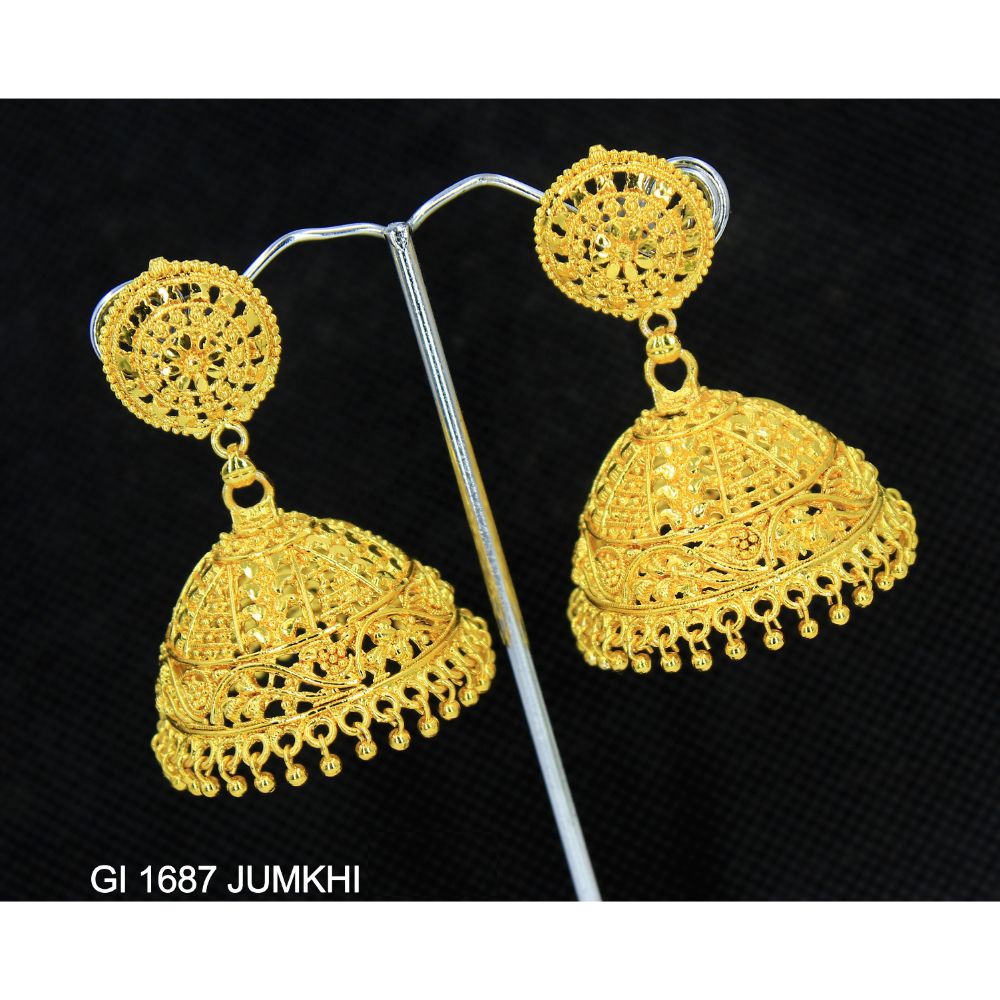 Mahavir Gold Plated Jhumki Earrings - GI Jumkhi 1687