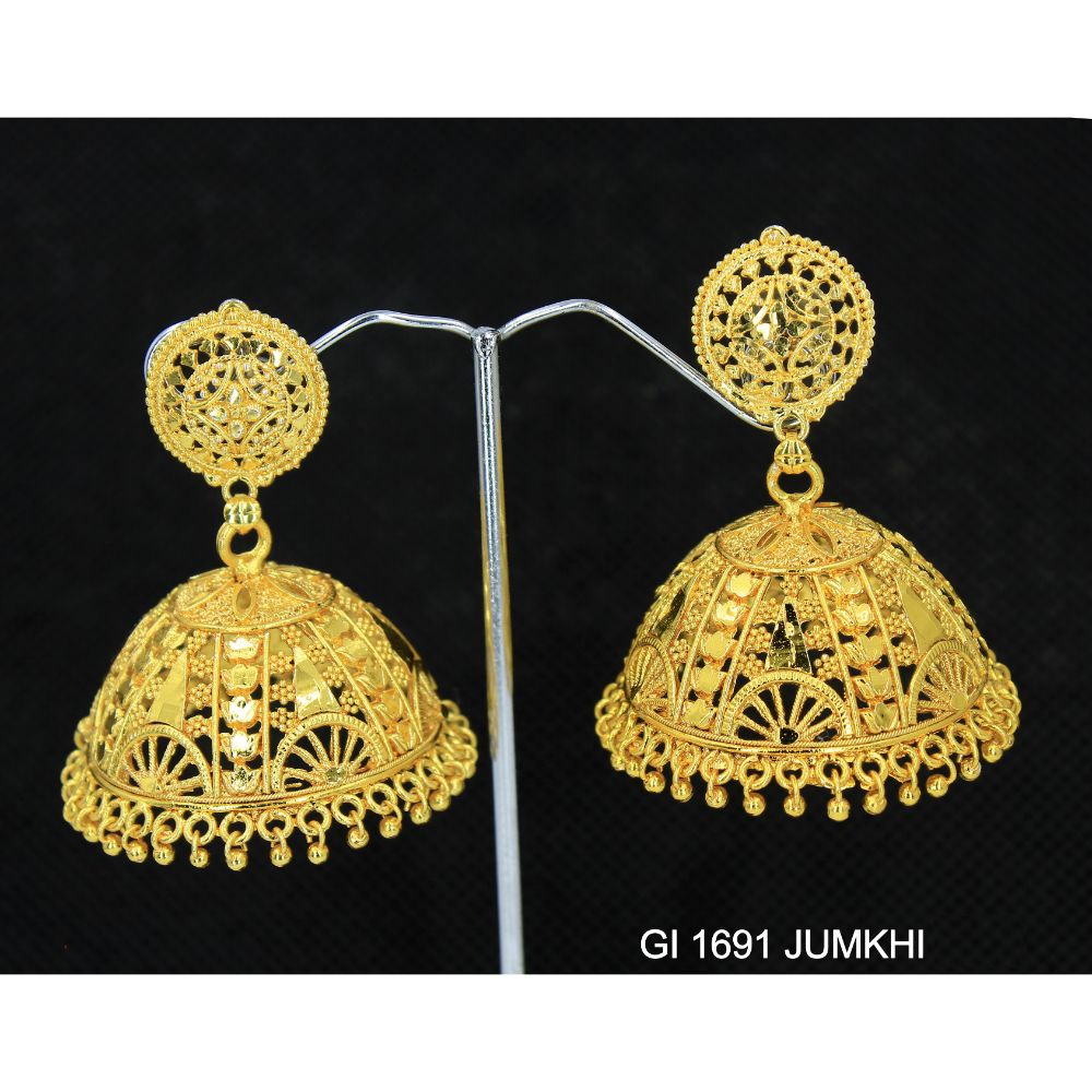 Mahavir Gold Plated Jhumki Earrings - GI Jumkhi 1691