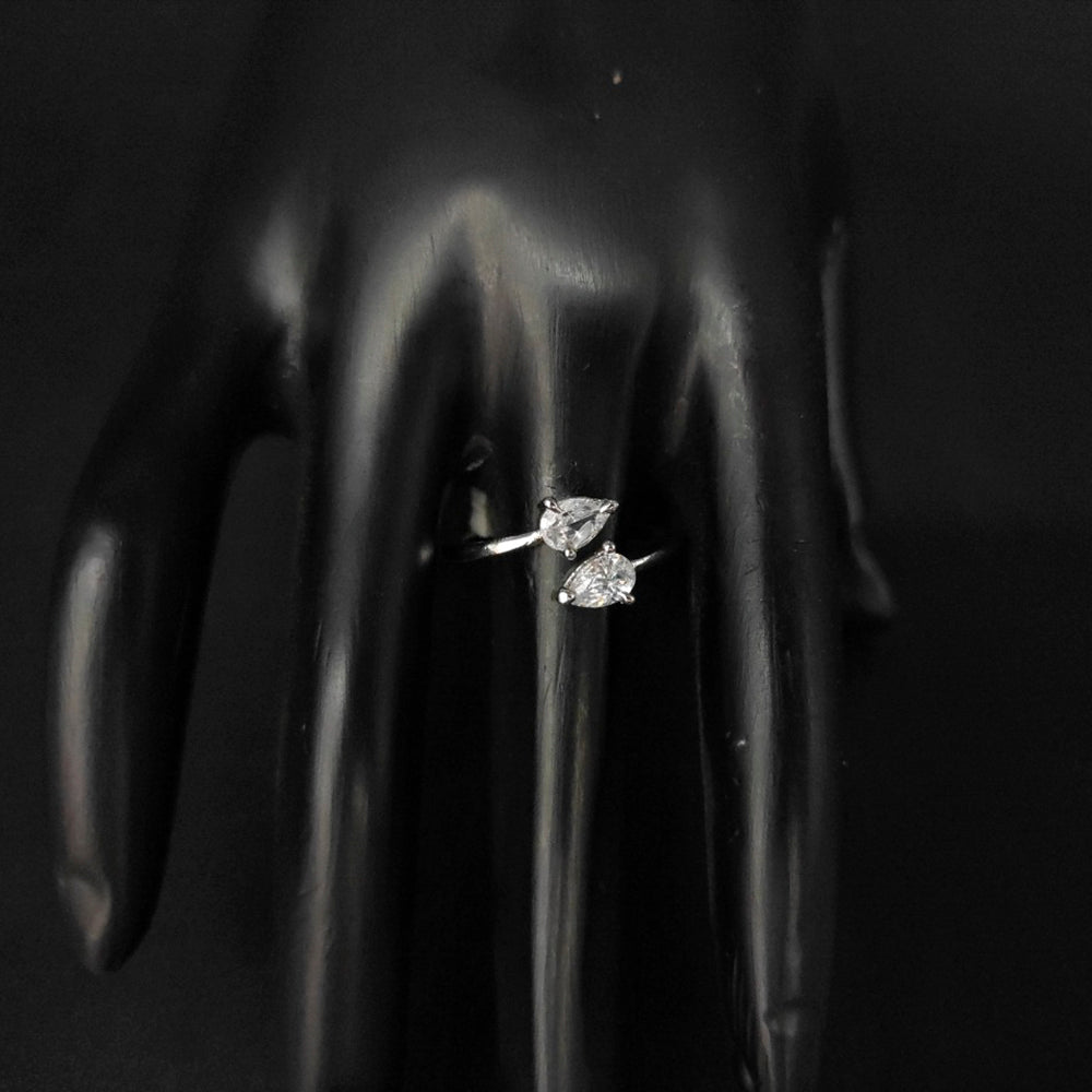 Heera Jewellers Silver Plated Crystal Stone Oval Shape Adjustable Ring