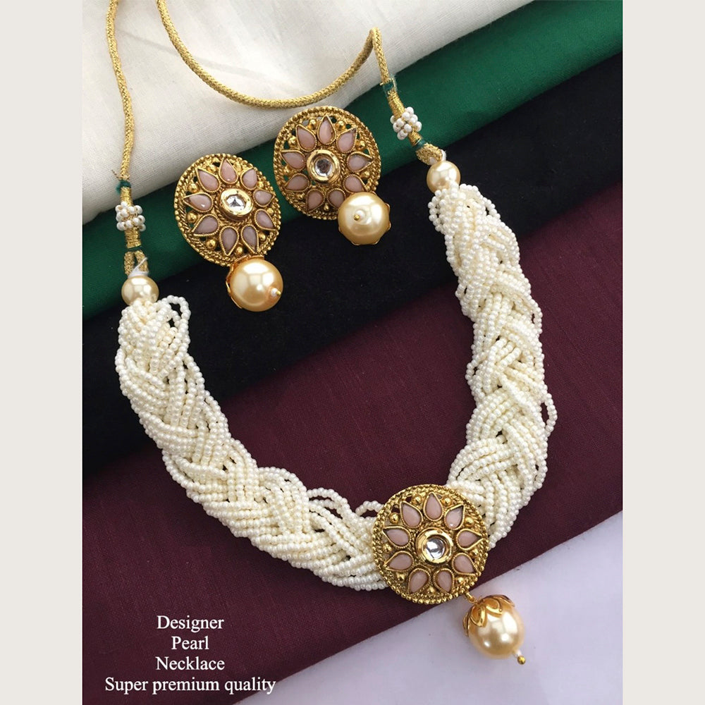 H K Fashion Antique Gold Plated kundan Pearls Choker necklace