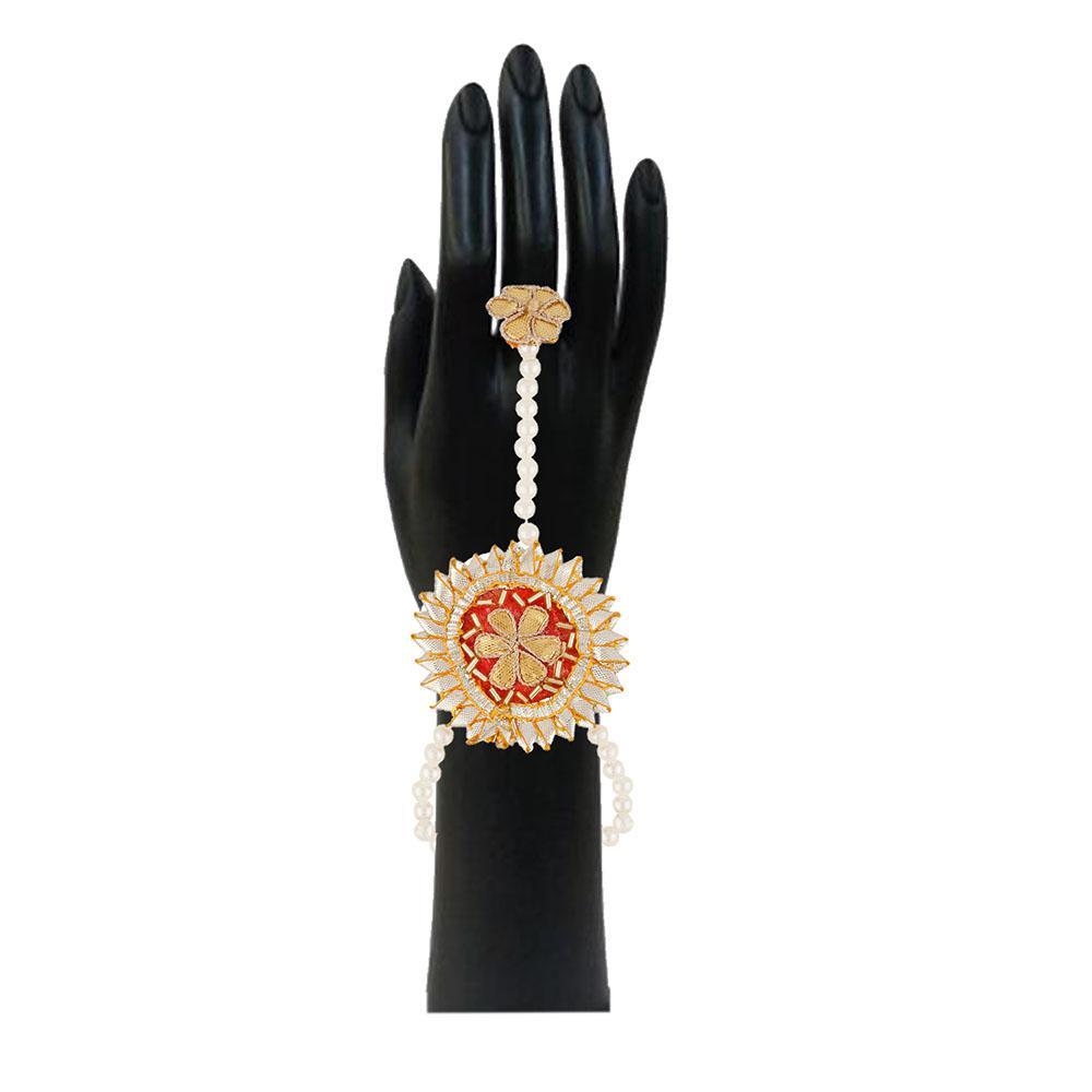 Mahi Ethnic Gota Patti Floret Pearl Haath Paan