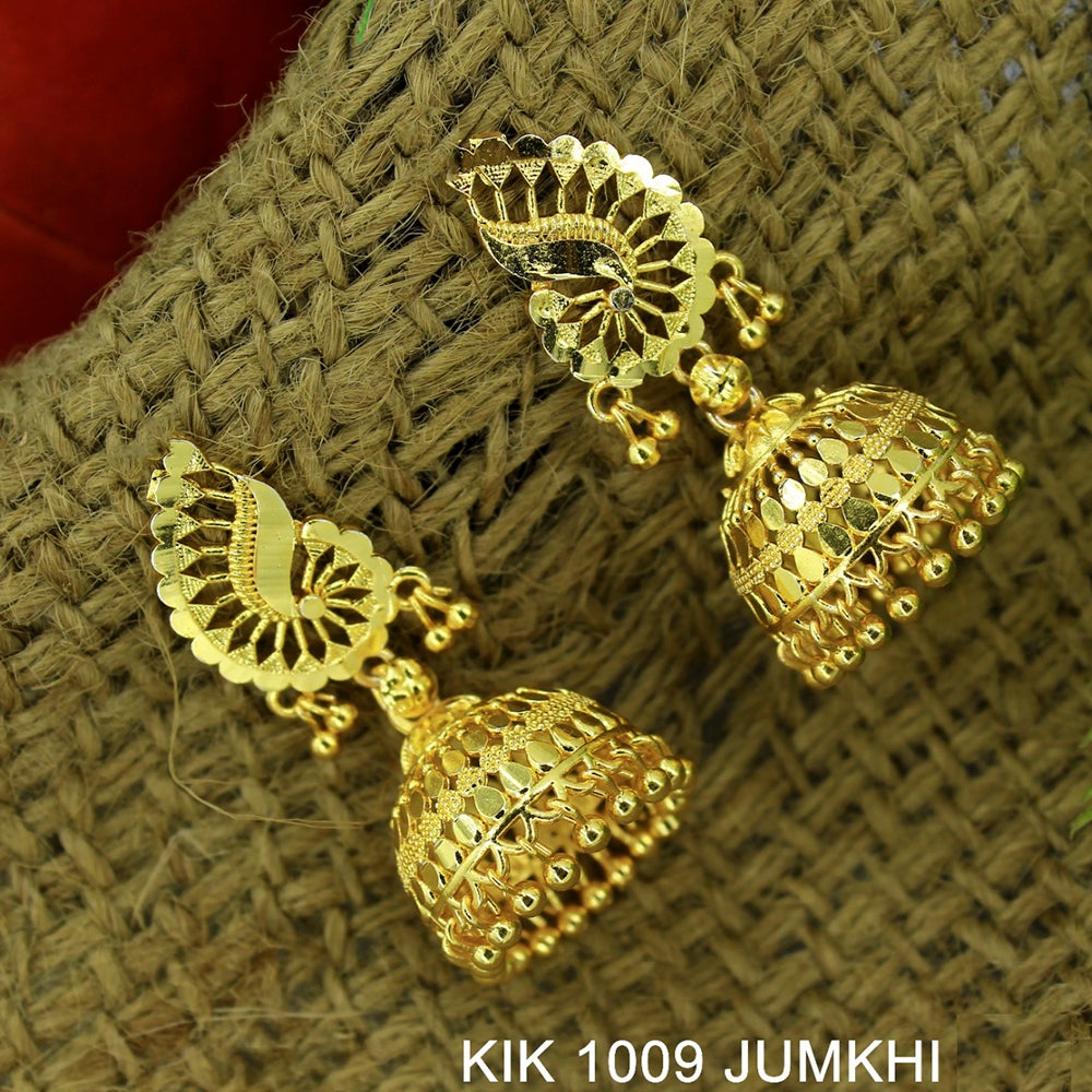 Mahavir Forming Gold Plated Jhumki Earrings - KIK 1009 Jumkhi
