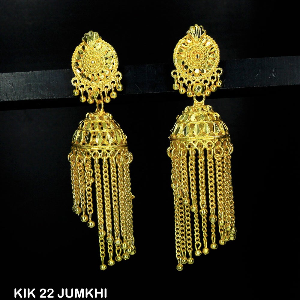 Mahavir Forming Gold Plated Jhumki Earrings - KIK 22 Jumkhi