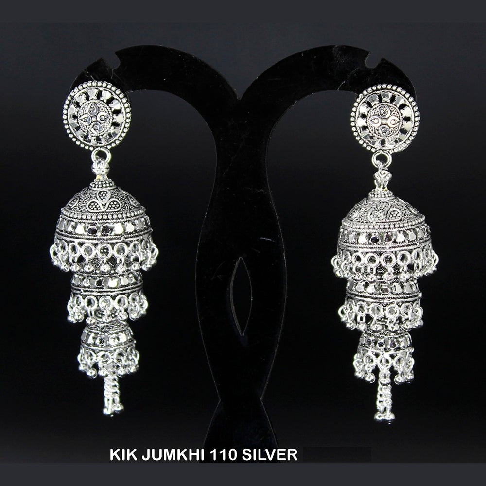 Mahavir Forming Silver Plated Jhumki Earrings - KIK Jumkhi 110. Silver