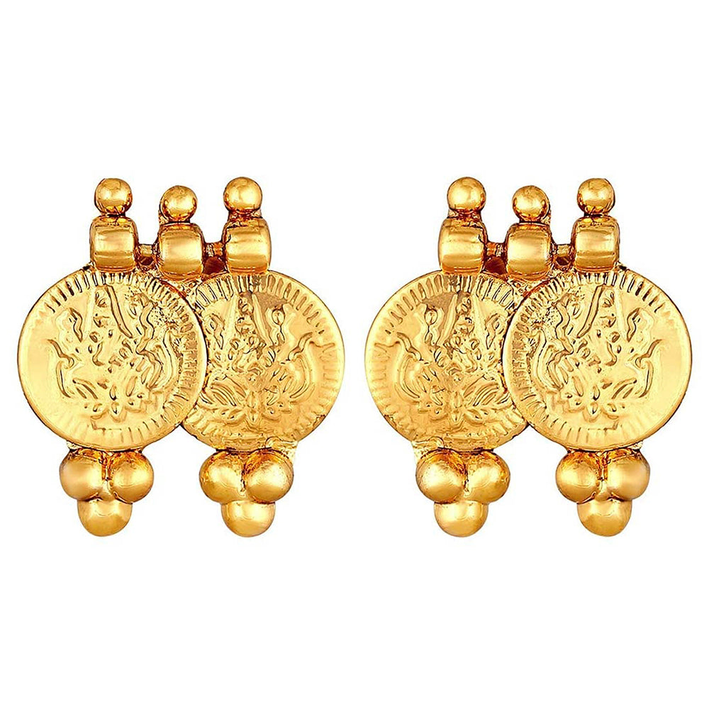 Etnico 18K Gold Plated Traditional South Indian Stylish Coin Necklace With Earrings For Women & Girls (MC061FL)