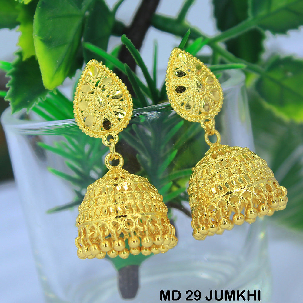Mahavir Dye Gold Jhumki Earrings