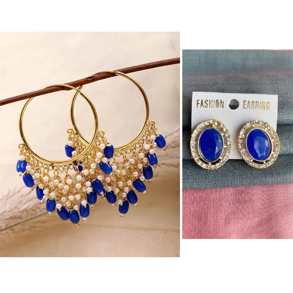 Mahavir Gold Plated Stud & Dangler Earrings Combo