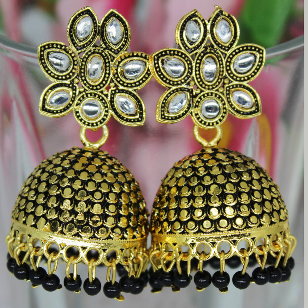 Mahavir Gold Plated Meenakari And Kundan Designer Jhumki Earrings