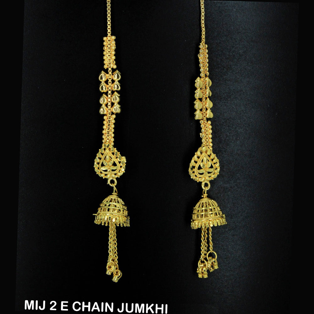 Mahavir Forming Gold Plated Jhumki Earrings With Chain