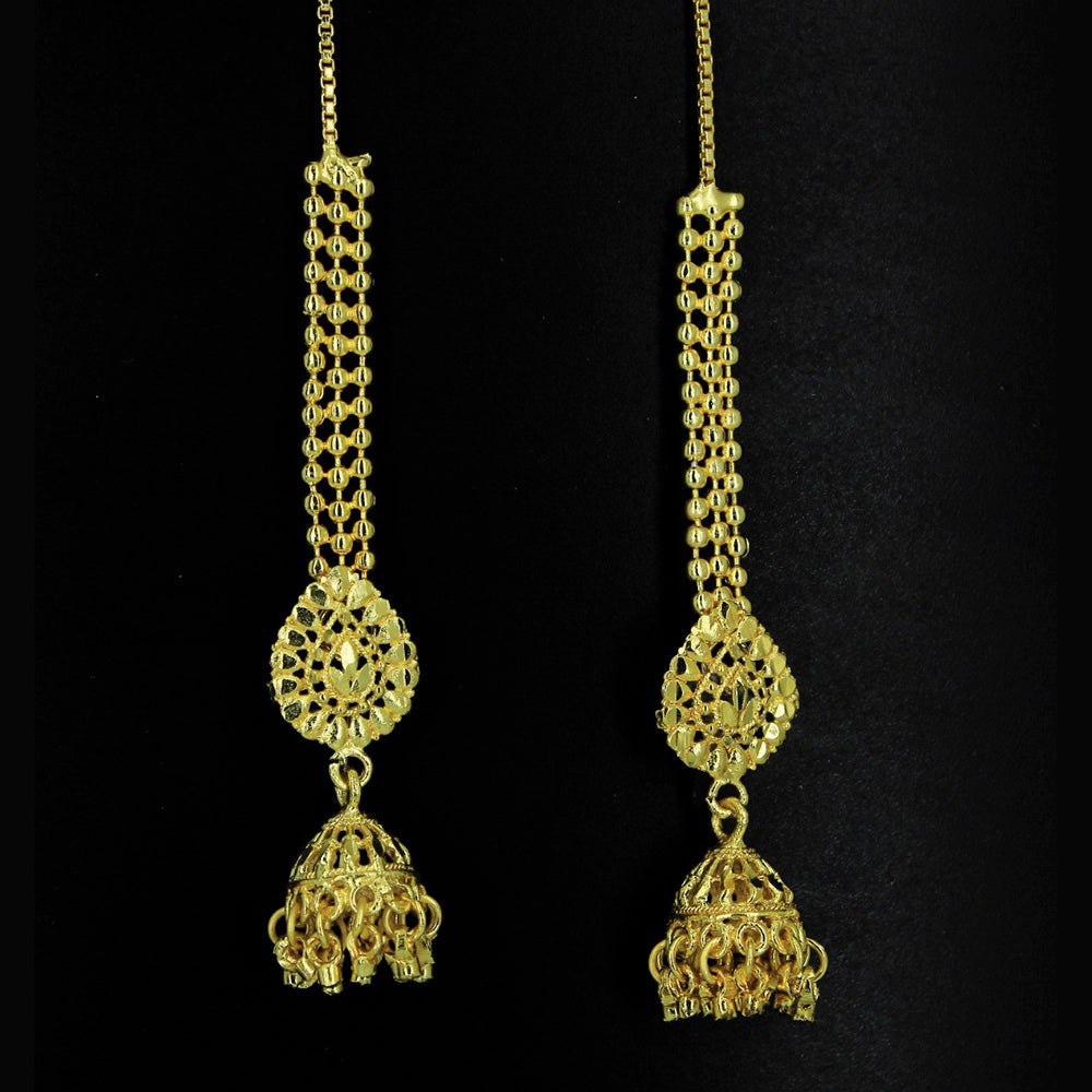 Mahavir Forming Gold Plated Jhumki Earrings With Chain