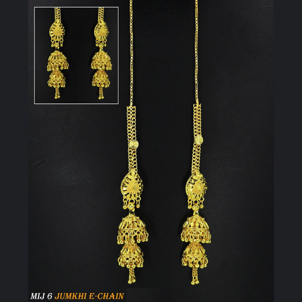 Mahavir Forming Gold Plated Jhumki Earrings With Chain