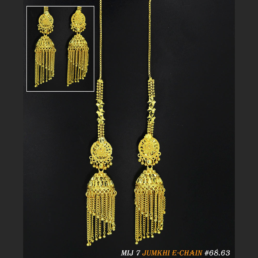 Mahavir Forming Gold Plated Jhumki Earrings With Chain