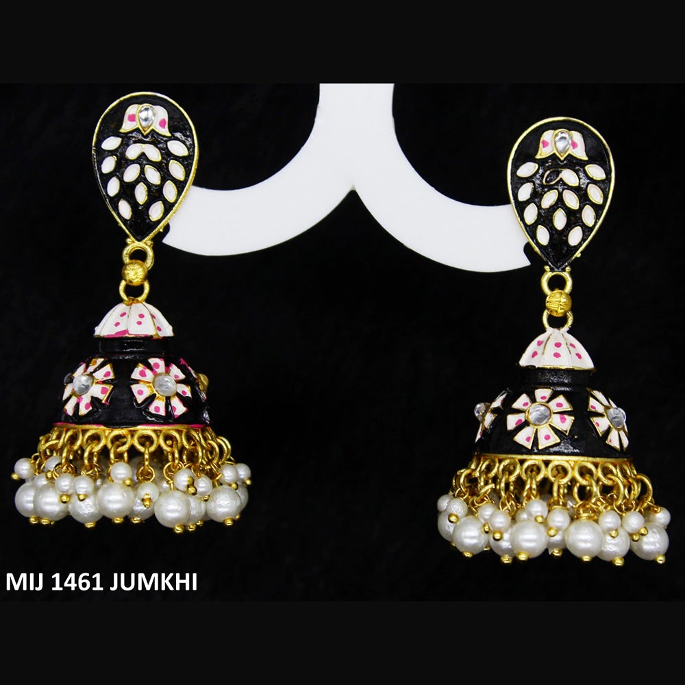 Mahavir Gold Plated Meenakari And Kundan Designer Jhumki Earrings - MIJ 1461 Jumkhi