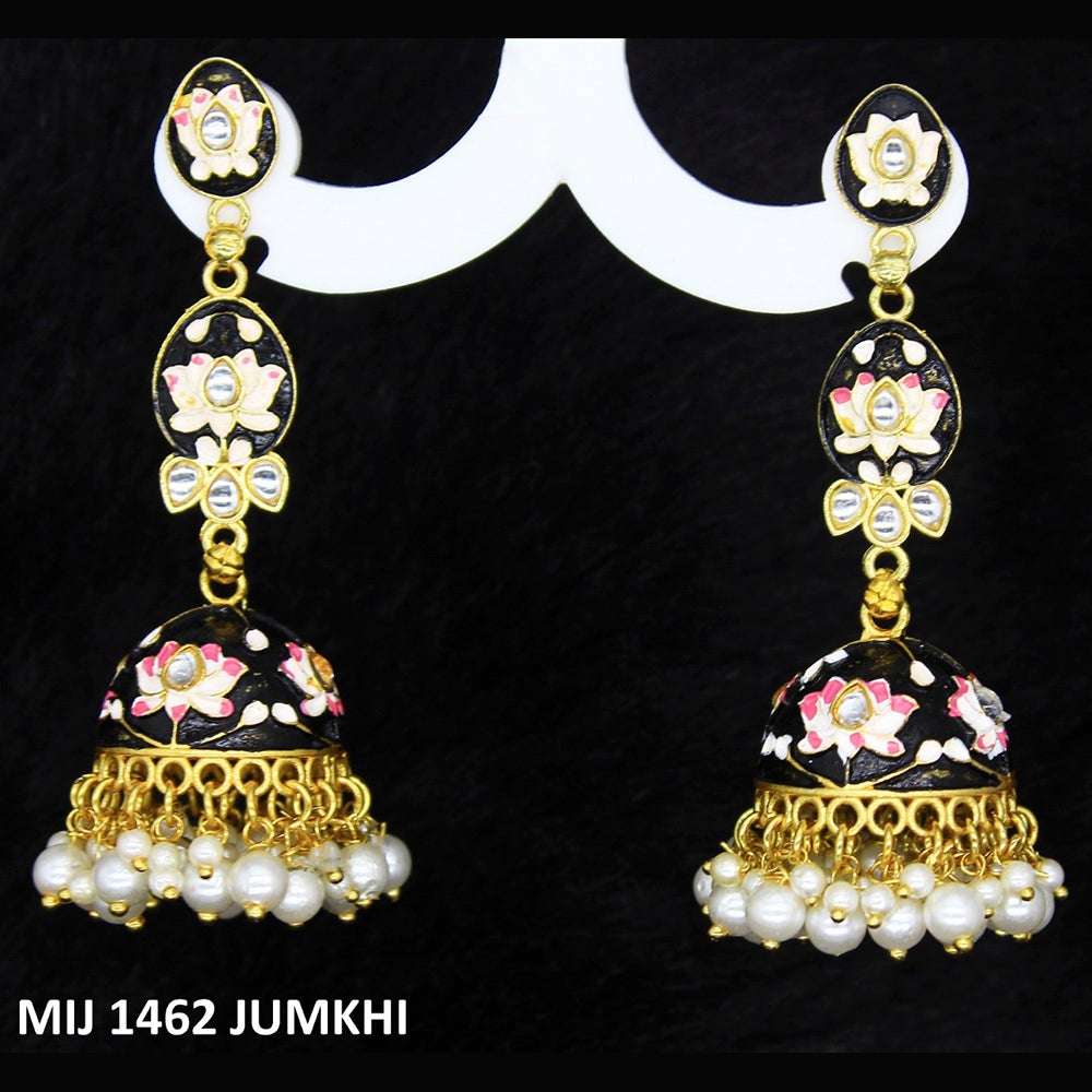 Mahavir Gold Plated Meenakari And Kundan Designer Jhumki Earrings - MIJ 1462 Jumkhi
