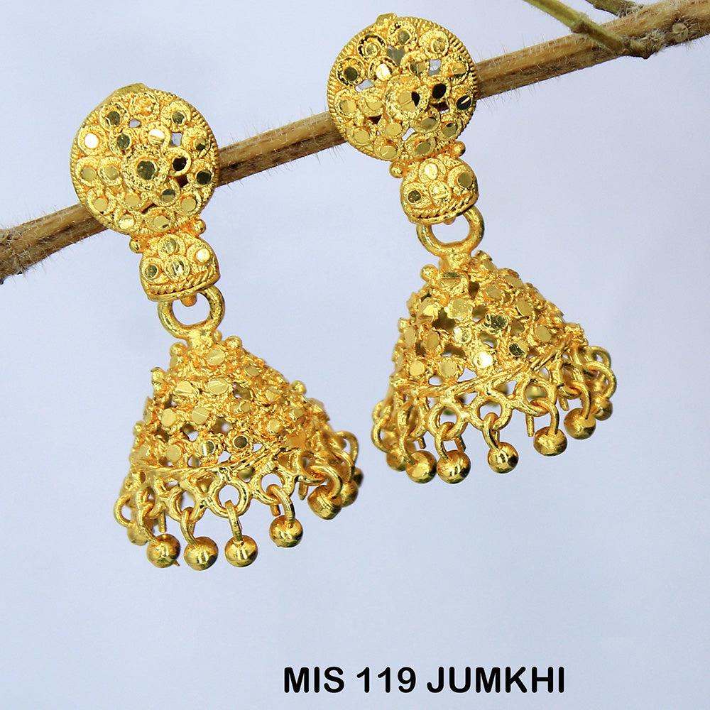 Mahavir Dye Gold Jhumki Earrings
