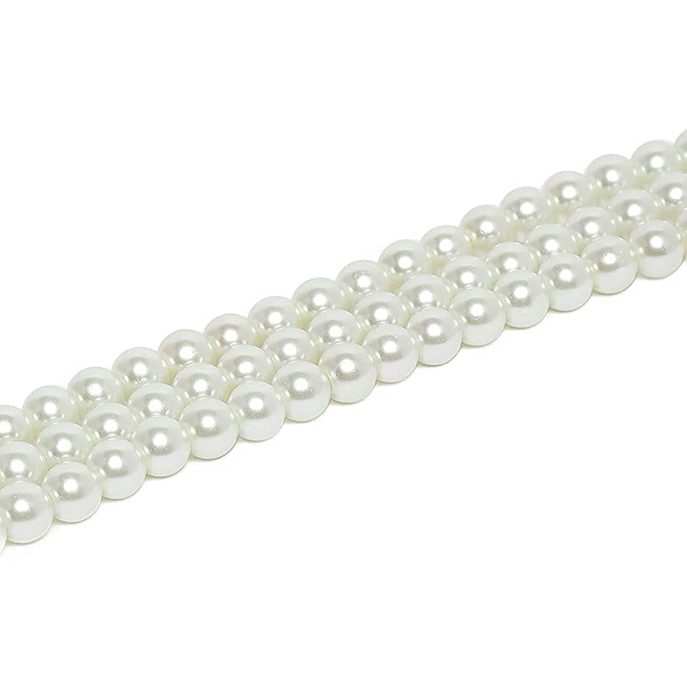 Etnico Gold Plated Handcrafted 3 Layer Light Weight Pearl Choker Necklace Jewellery SetFor Women/ Girls (ML251W) (Pack of 1)