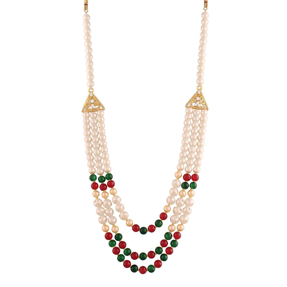 Etnico Gold-Plated Layered Groom Necklace For Men (Mlp39Mg)
