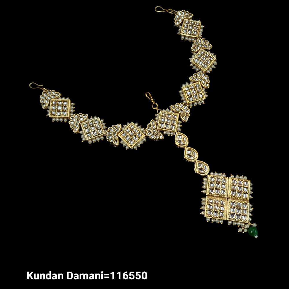 Padmawati Bangles Gold Plated Kundan & Pota Stone Maangtikka With Sheeshphool Hair Accessories For Women