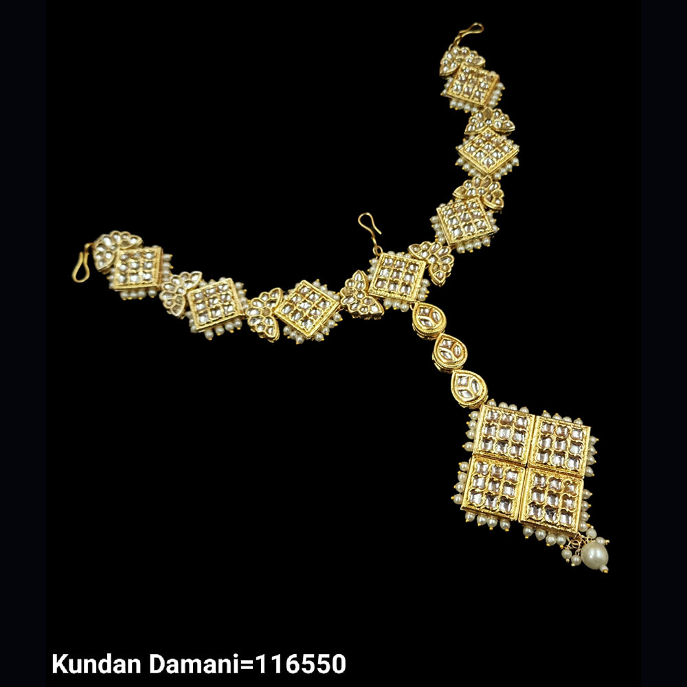 Padmawati Bangles Gold Plated Kundan & Pota Stone Maangtikka With Sheeshphool Hair Accessories For Women
