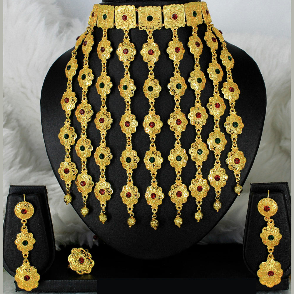 Mahavir Forming Gold Necklace Set - MARTASHA Set 7015