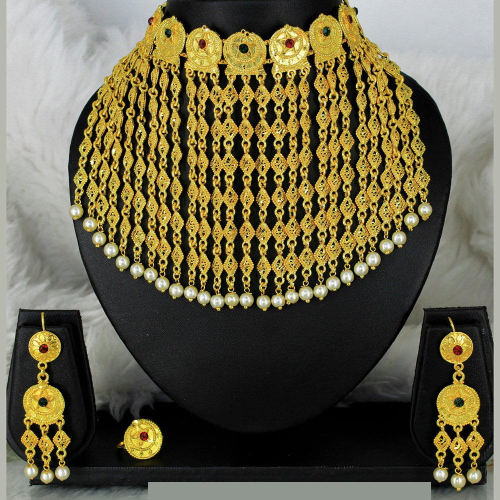 Mahavir Forming Gold Necklace Set - MARTASHA Set 7019