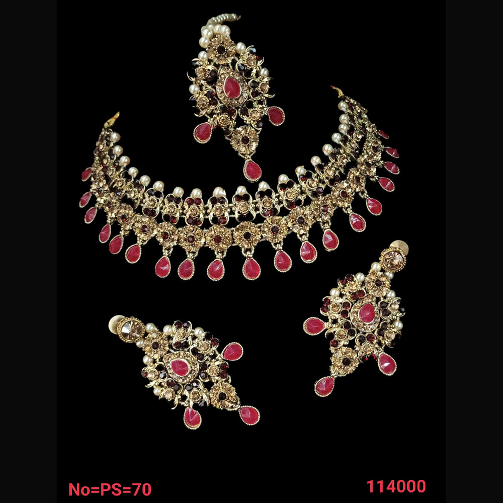 NAFJ Gold  Plated Austrian Stone Choker Necklace Set