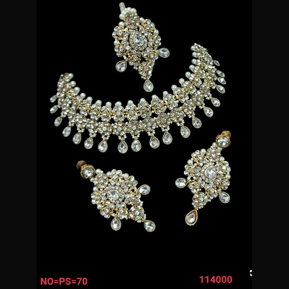 NAFJ Gold  Plated Austrian Stone Choker Necklace Set