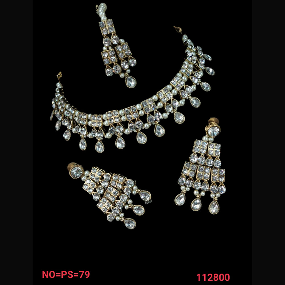 NAFJ Gold  Plated Austrian Stone Choker Necklace Set