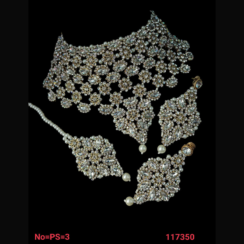 NAFJ Gold  Plated Austrian Stone Choker Necklace Set