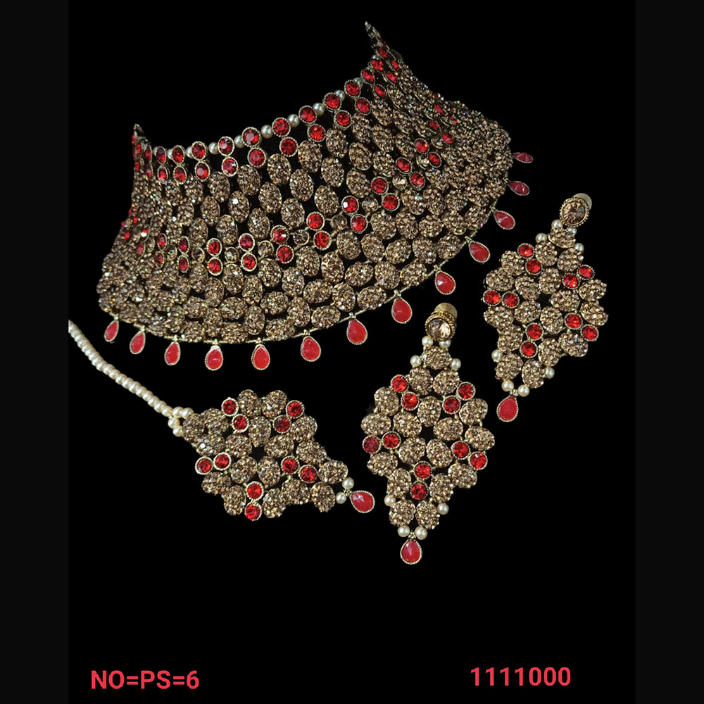 NAFJ Gold  Plated Austrian Stone Choker Necklace Set