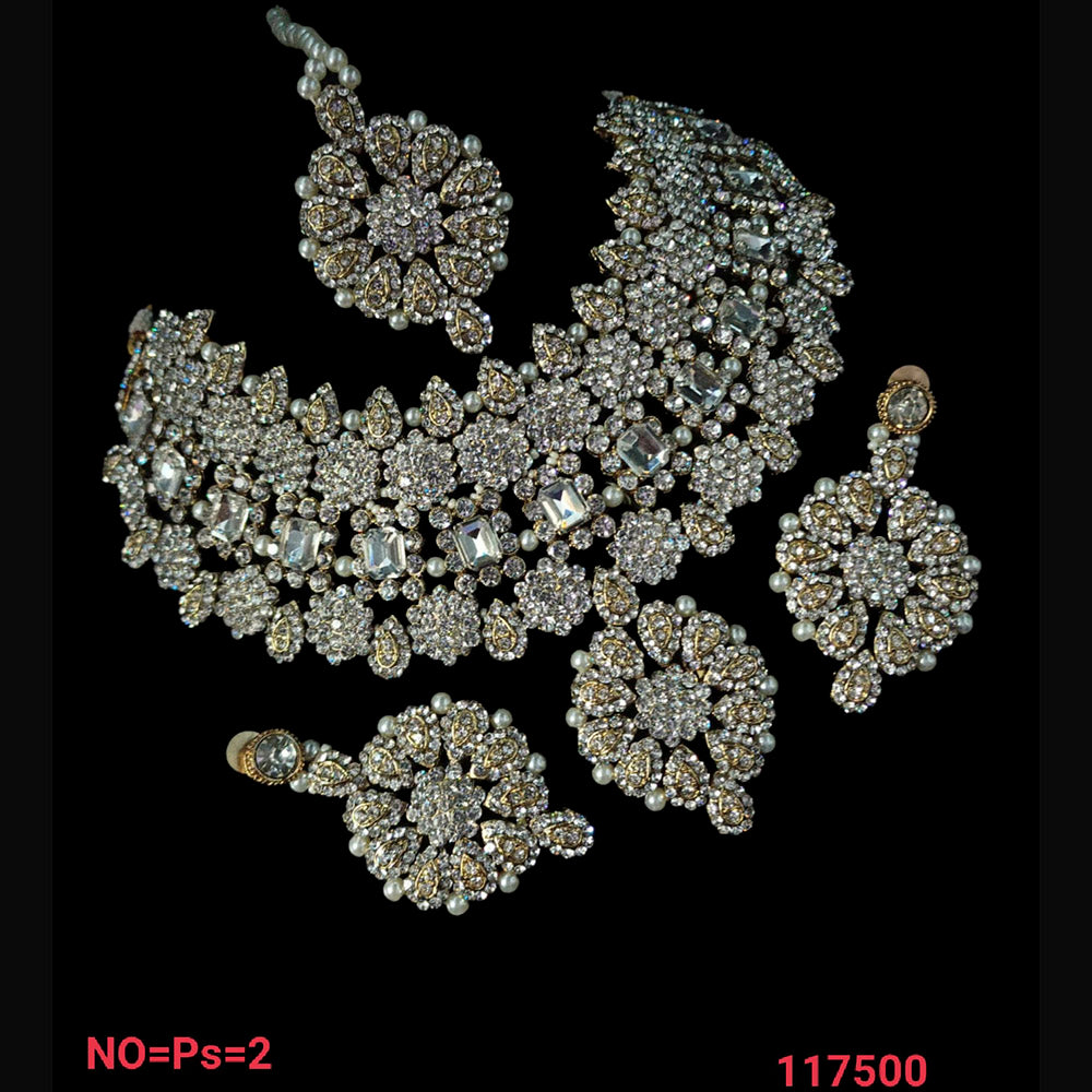 NAFJ Gold Plated Austrian Stone Choker Necklace Set