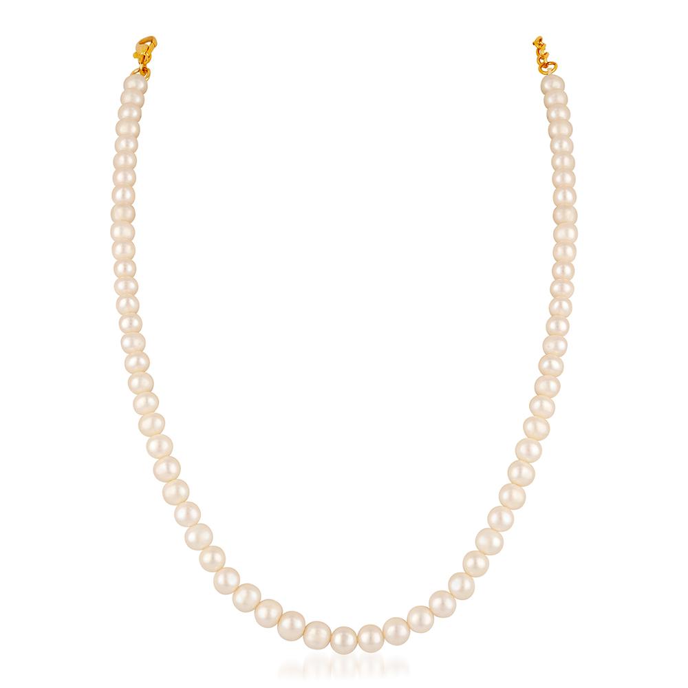 Mahi Graceful White Fresh Water Pearl Necklace