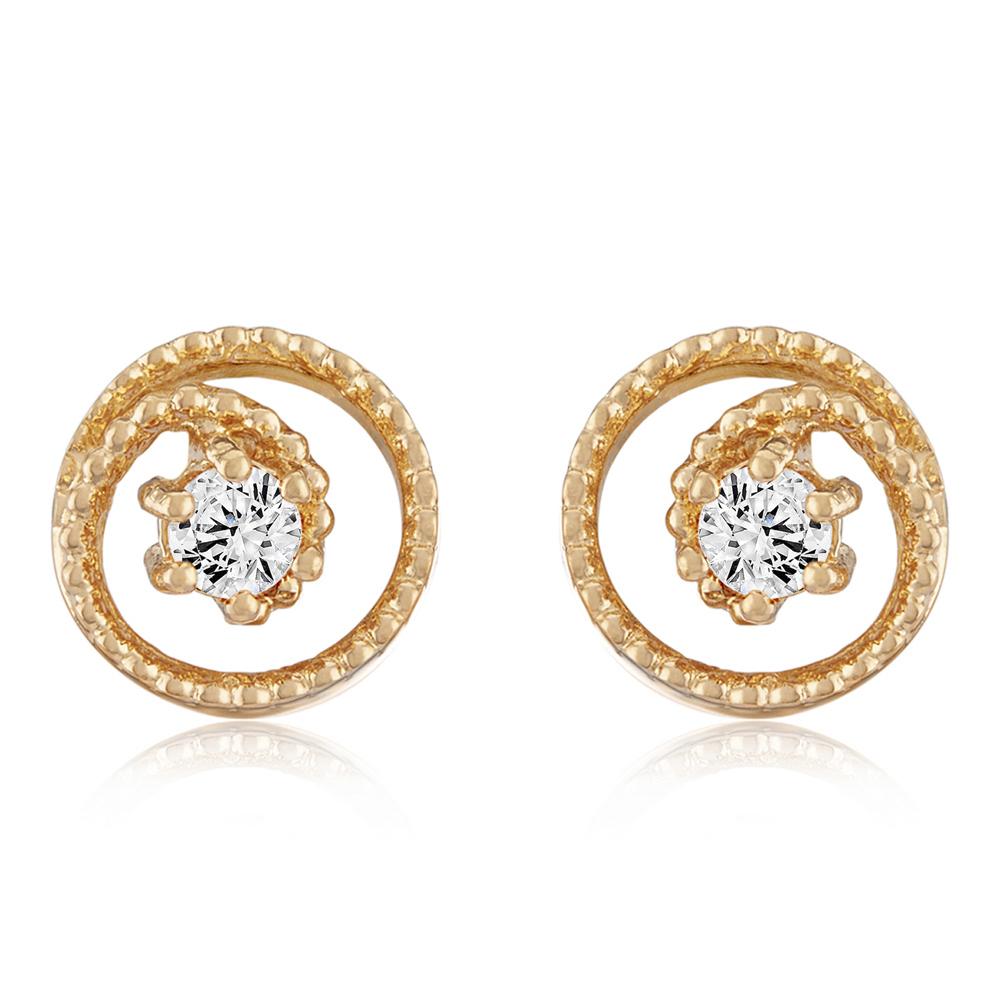 Mahi Solitaire Round Crystal Spiral Rose Gold Plated Pendant Set for Women (NL1103780Z)