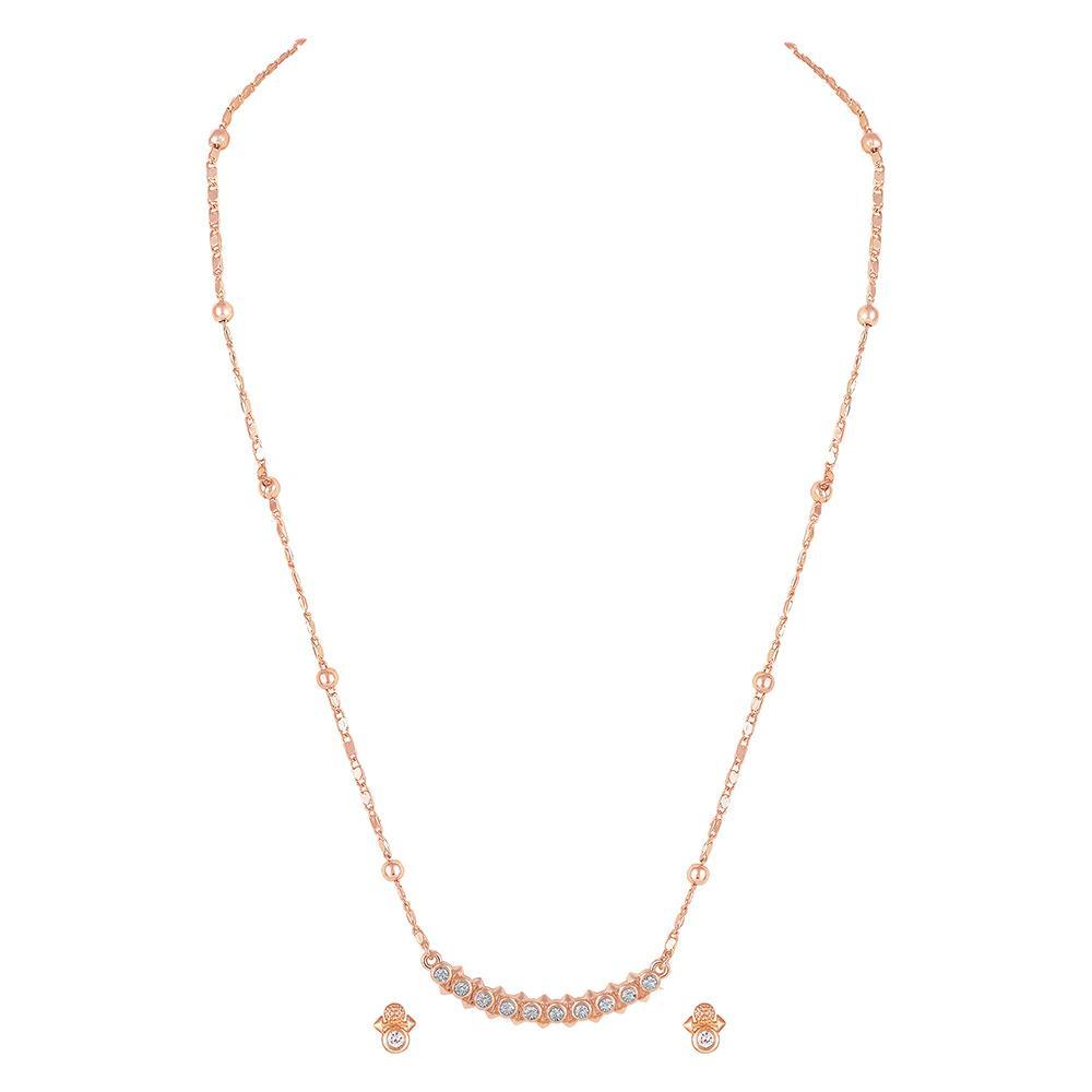 Mahi Dual Side Spikes Ethereal Solitaire Crystal Pendant Set for Women (NL1103790ZWhi)