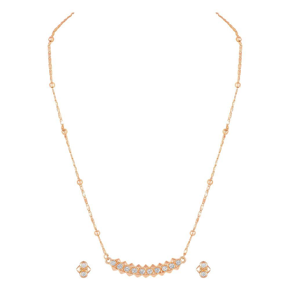 Mahi Dual Side Spikes Ethereal Solitaire Crystal Pendant Set for Women (NL1103792ZWhi)