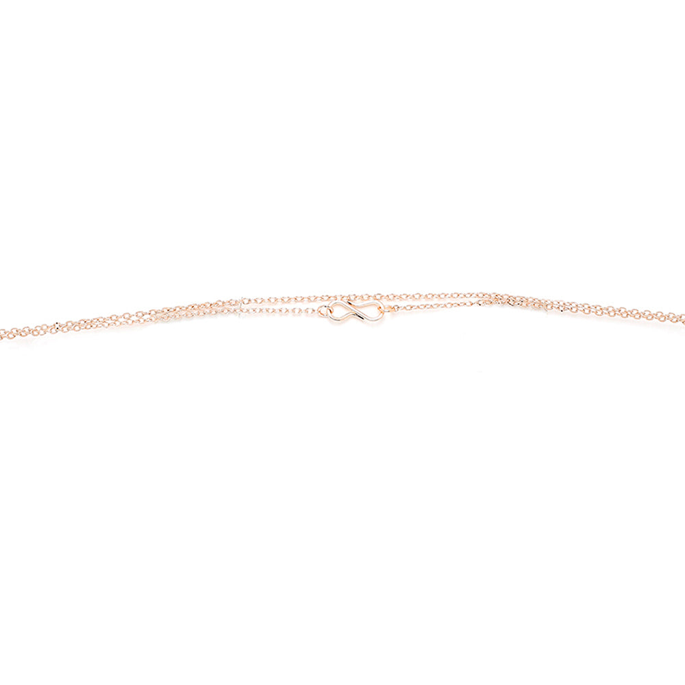 Mahi Rose Gold Plated Green Heart Crystal Layered Necklace with Dangler Earrings for Women (NL11037945ZGre)