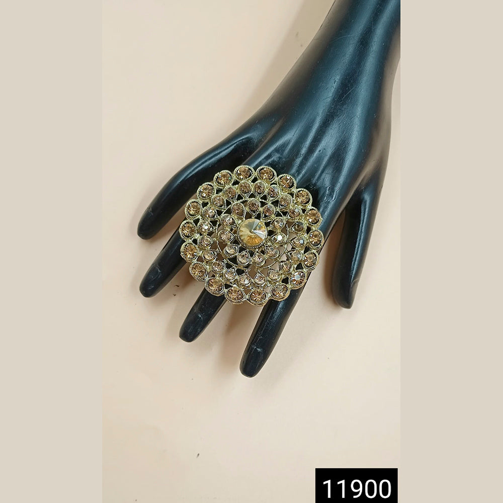 Padmawati Bangles Gold Plated Austrian Stone Adjustable Finger Ring For Women - PBACC286