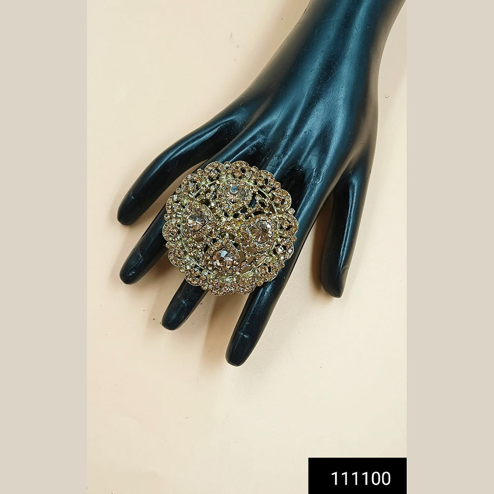 Padmawati Bangles Gold Plated Austrian Stone Adjustable Finger Ring For Women - PBACC314