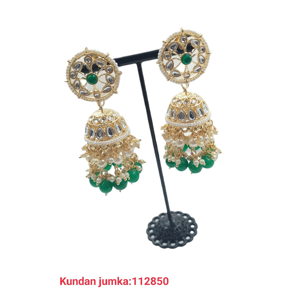 Padmawati Bangles Gold Plated Kundan And Beads Jhumki Earrings