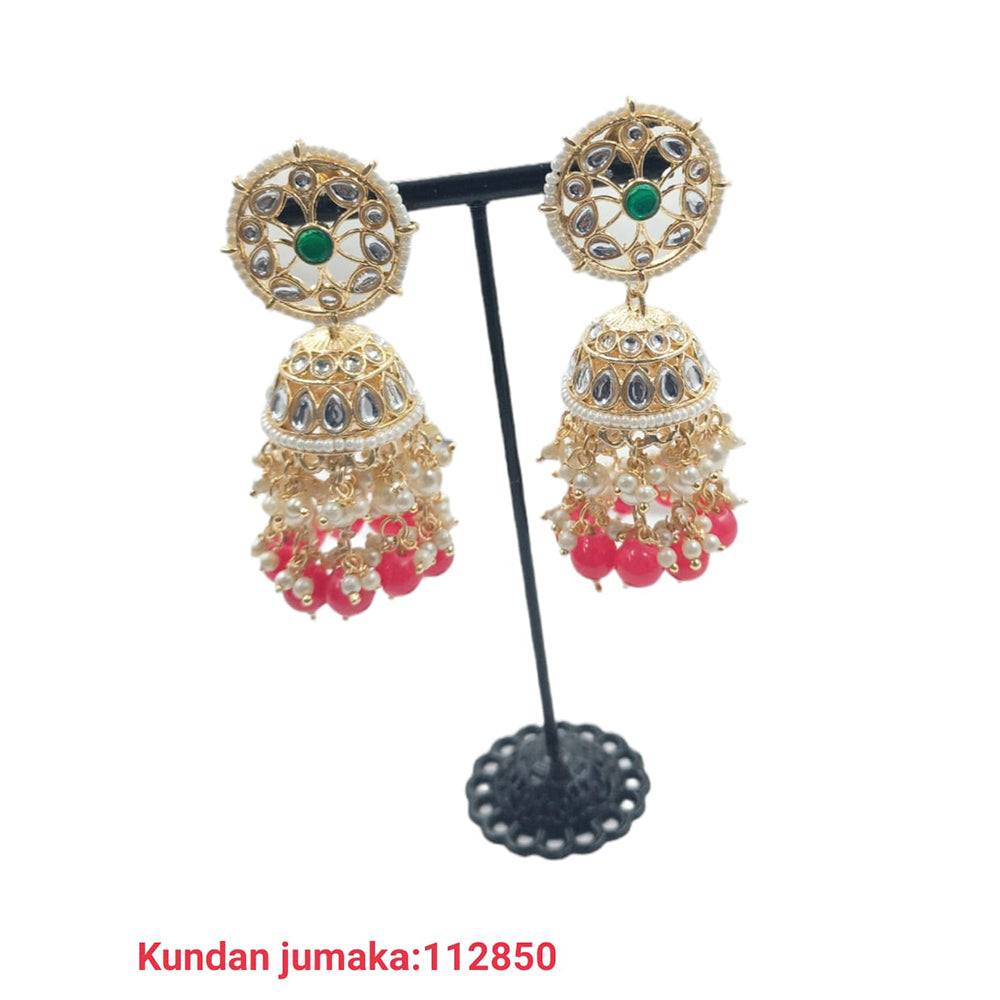Padmawati Bangles Gold Plated Kundan And Beads Jhumki Earrings