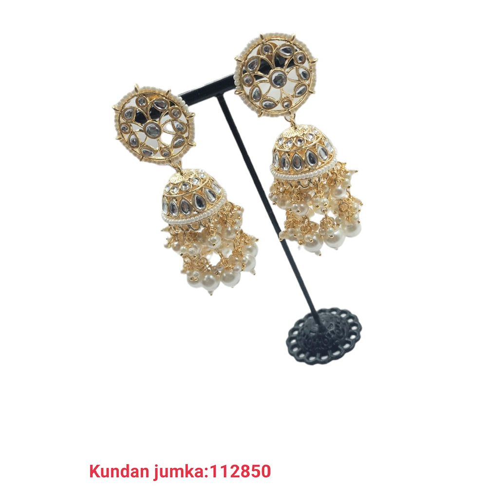 Padmawati Bangles Gold Plated Kundan And Beads Jhumki Earrings