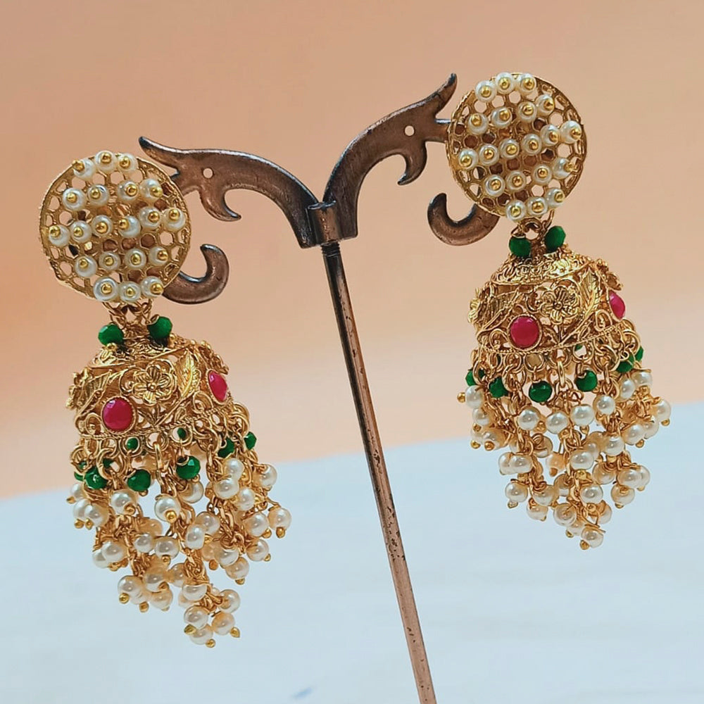 Padmawati Bangles Gold Plated Austrian Stone And Pearl Jhumki Earrings